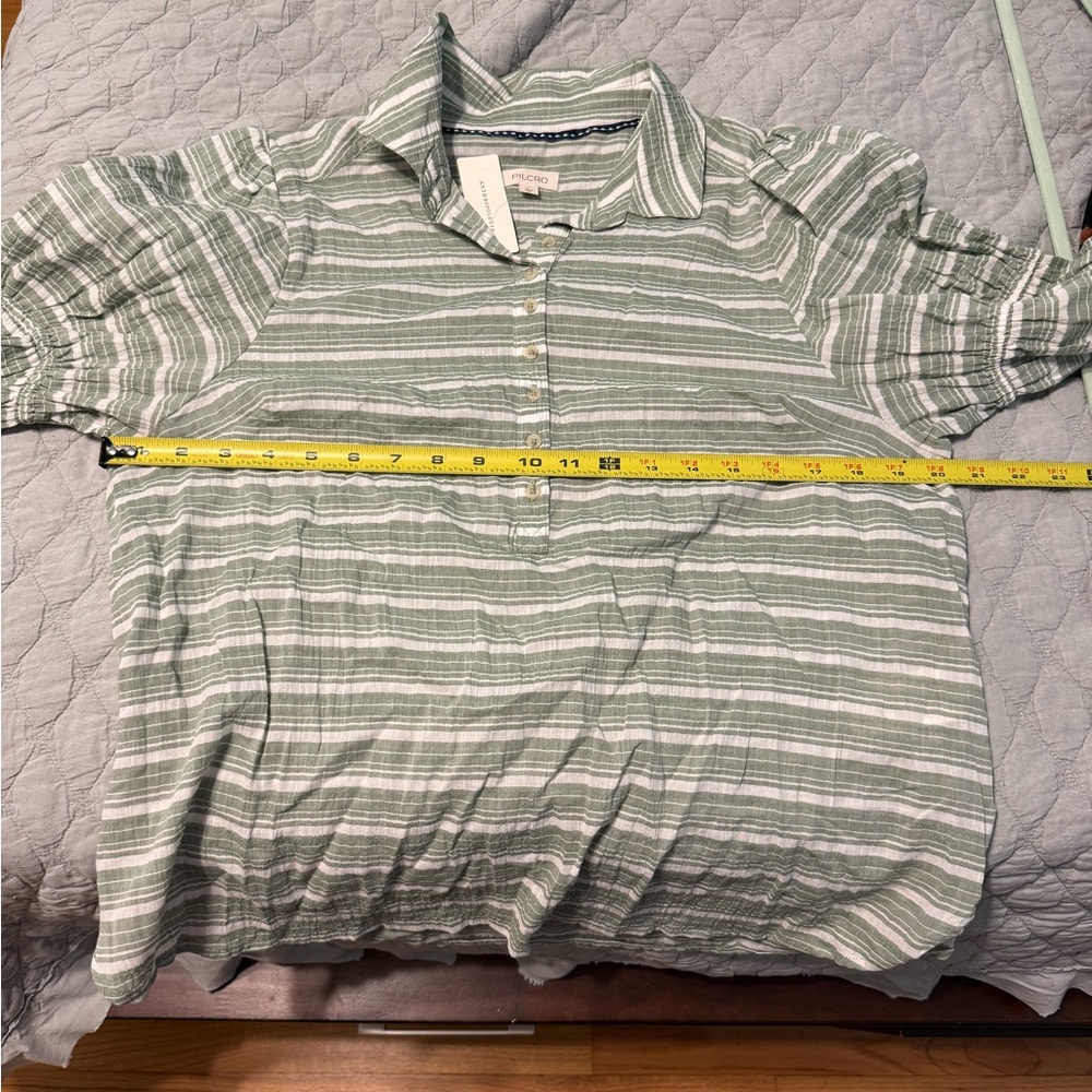 NWT Anthropologie Pilcro Green Plaid Button Front Shirt Effortless Top - Picture 13 of 13